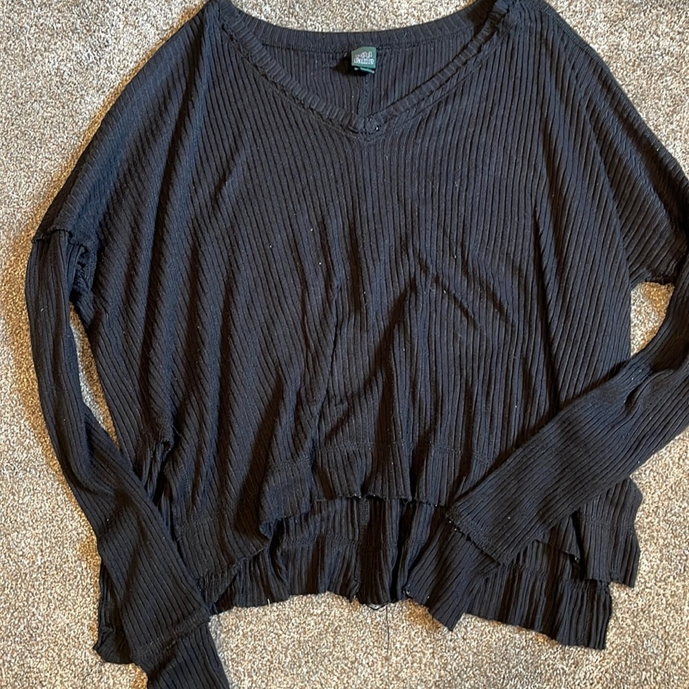 Wild Fable Womens Chambray Long Sleeve Black Shirt.